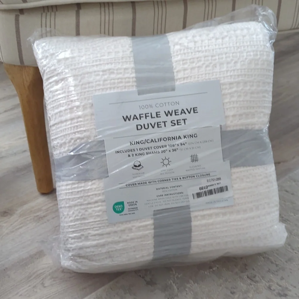 Great Bay Home 100% Natural Cotton Duvet Cover Set, King/California King Size